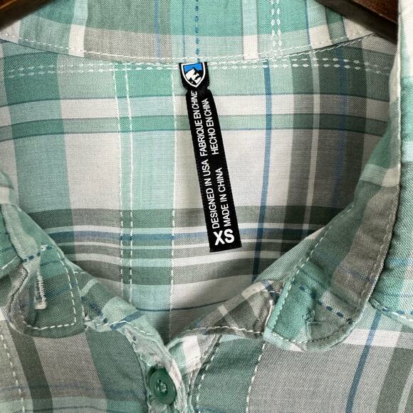 Kuhl | Spektra Green Plaid Popover Roll Tab Sleeve Lightweight Casual Shirt - Picture 6 of 10